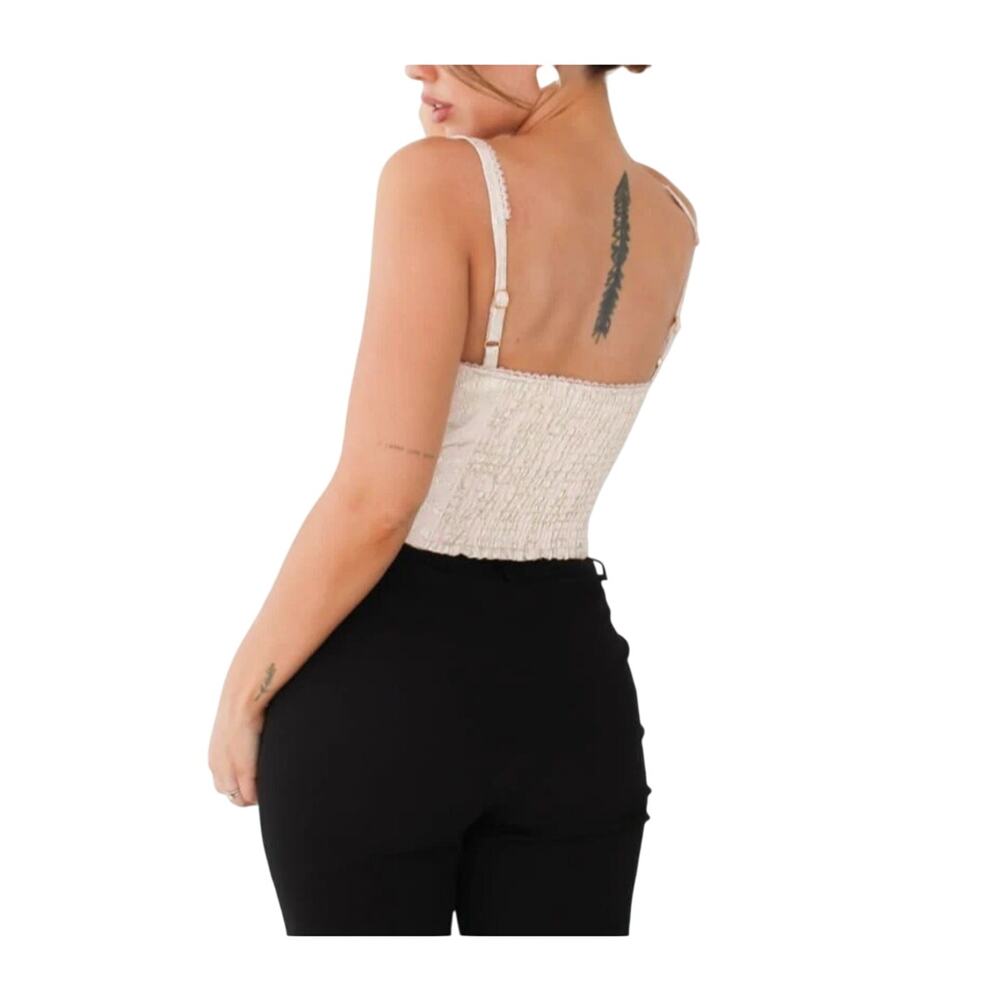 Rumored Cream Lace-Up Crop Top - Picture 2 of 10